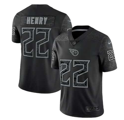 Men's Tennessee Titans #22 Derrick Henry Black Reflective Limited Stitched Football Jersey,We sell and wholesale Men's Tennessee Titans #22 Derrick Henry Black Reflective Limited Stitched Football Jersey on line form chian!